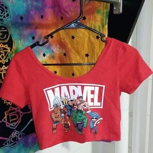 Marvel comics cropped T-shirt
